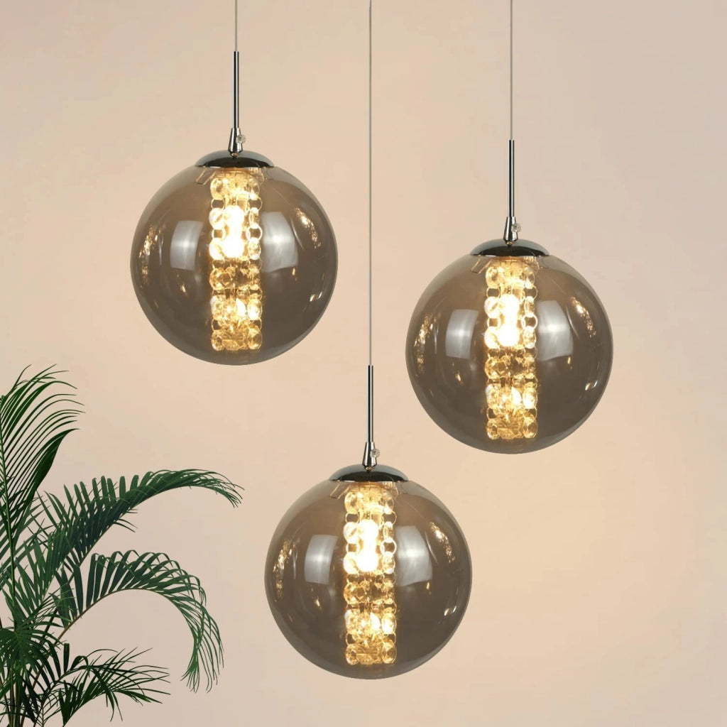 ZMH Lampada a sospensione a LED in vetro regolabile in altezza per illuminazione del soggiorno