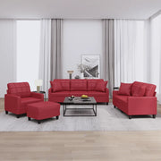 Set di Divani 4 pz con Cuscini Rosso Vino in Similpelle 3201356