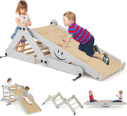 5 in 1 Set da Arrampicata per Bambini, Giochi da Arrampicata Pieghevoli in Legno con Rampe Regolabili e Reversibili, Scala da Arrampicata per Bambini 3+ Anni (Grigio)