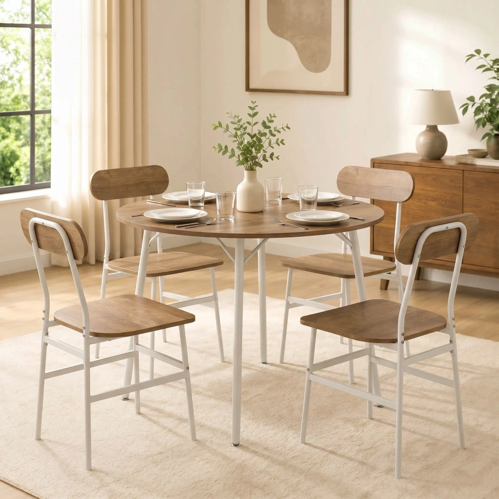 Set tavolo da pranzo con 4 sedie ¨C Xylo ¨C telaio metallo, legno naturale