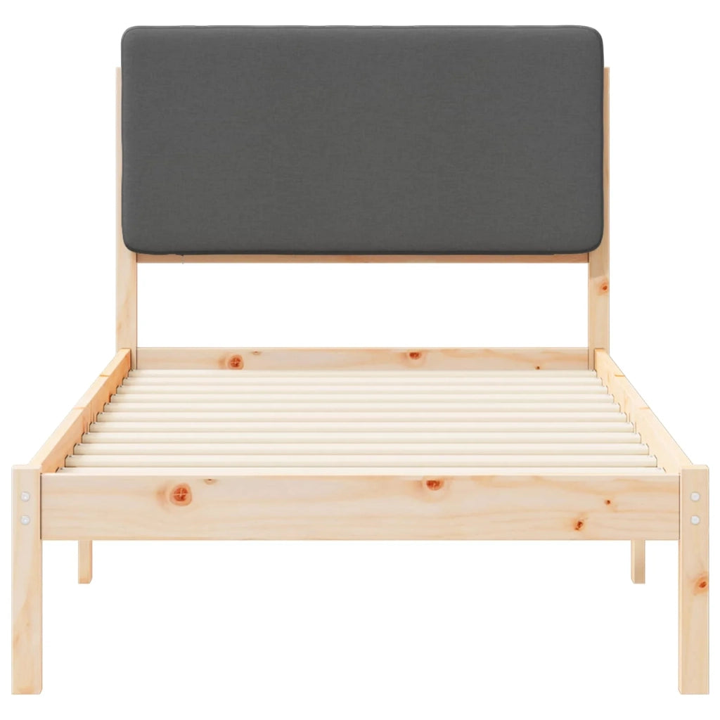 Letto con Testiera Rivestita Grigio scuro 90 x 190 cm 877945