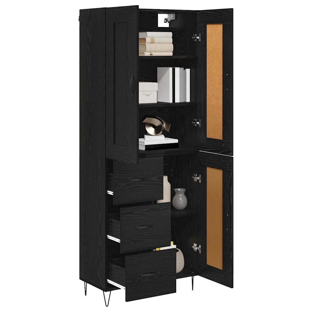 Credenza-Buffet-Armadio da cucina Rovere Nero 69,5 x 34 x 180 cm Legno multistrato 177078