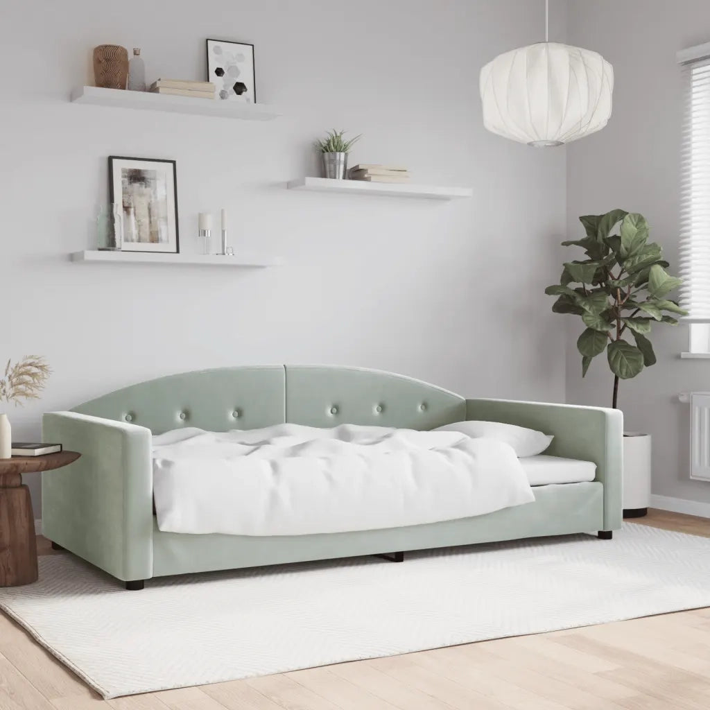 Letto singolo | Letto per adulti | Letto da Giorno Grigio Chiaro 100x200 cm in Velluto