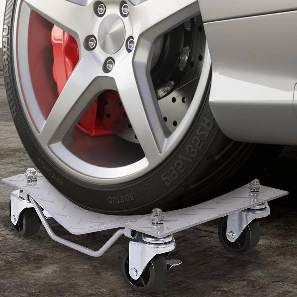 Carrelli di movimentazione auto 4 pezzi, capacità 680 KG/PCS, piattaforma 40,5 X30 CM, con ruote universali e comoda maniglia, aiuto per la manovra automobilistica per garage, casa