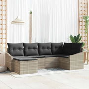 Set da Pranzo per Giardino con cuscino 6 pcs Grigio chiaro