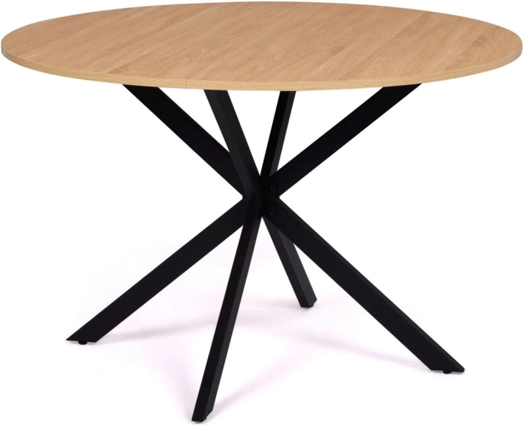 Tavolo da Pranzo Rotondo Alix 110 cm in Legno e Nero e Set di 4 sedie Sara Nere