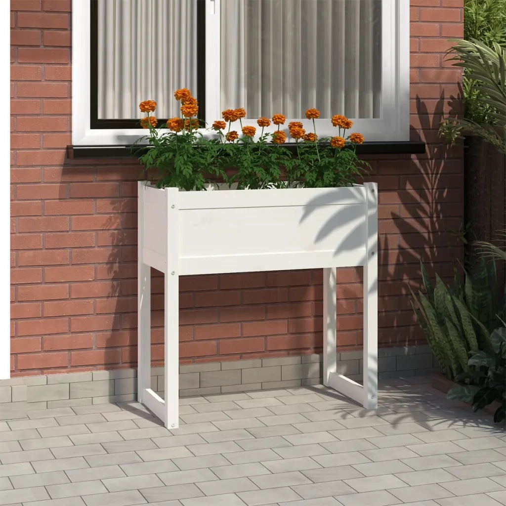 Fioriera Bianca 78x40x81 cm in Legno Massello di Pino 822133