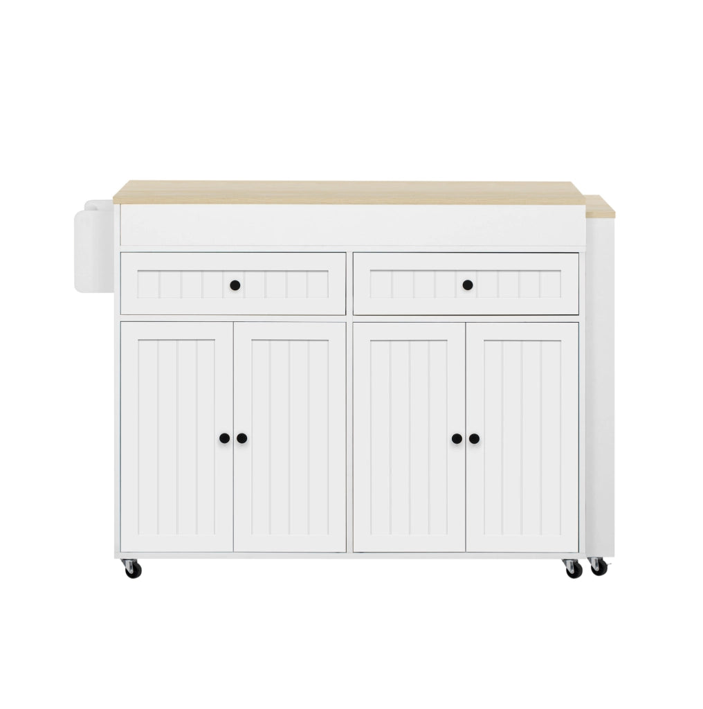 Isola cucina 180.5x45x92.2 cm estraibile con ruote in MDF bianco naturale