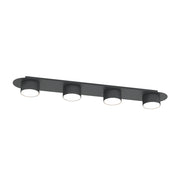 Plafoniera 4 Luci Freya In Acciaio Nero Diffusori A Cilindro