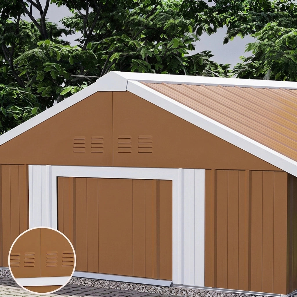 Capannone Da Giardino In Acciaio 180x96x194cm Con Finestra Porta Serrabile E Prese D Aria Senza Piatto Base