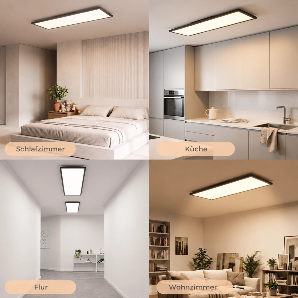 ZMH Lampada a Soffitto LED 100x25cm Dimmabile Pannello Nero Per Camera da Letto Ingresso