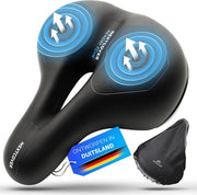 Sella da bicicletta per uomo e donna con [Airflow] foro di aerazione per massimo comfort in sella - Sella da bicicletta ergonomico con schiuma di supporto morbido e ottimale circolazione d'aria - Inclusa copertura sella impermeabile