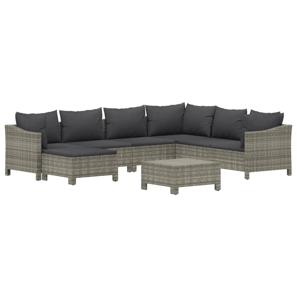 Set Divani da Giardino 8 pz con Cuscini in Polyrattan Grigiocod mxl 124590