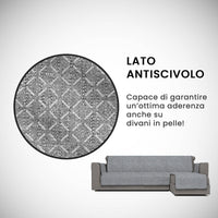 Copridivano con Penisola Destra Seduta 290 cm in Poliestere e Cotone Grigio Scuro