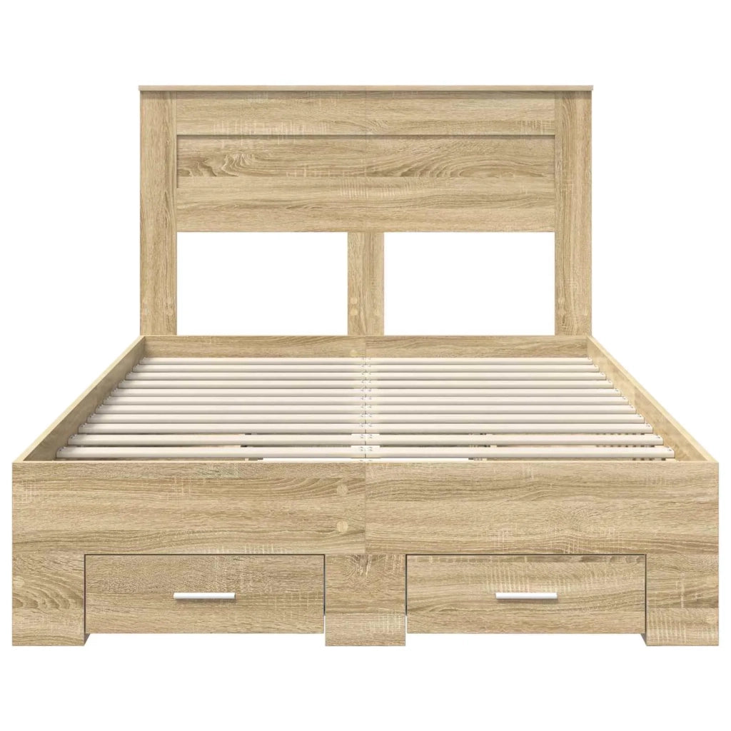 Struttura del letto con testiera Rovere Sonoma 135 x 190 cm 3409997