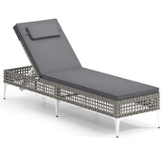 Chaise longue da giardino 194 x 55 x 40 cm schienale regolabile (6 posizioni) cuscino rimovibile design moderno in vimini PE grigio 20_0011244