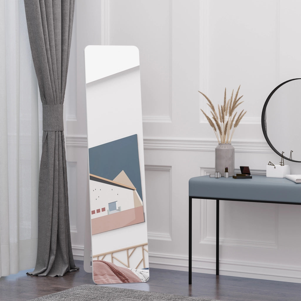 Specchio da Terra a Figura Intera ¨C Xylo ¨C con cornice pieghevole, bianco, legno di pino MDF, 37x43x156 cm