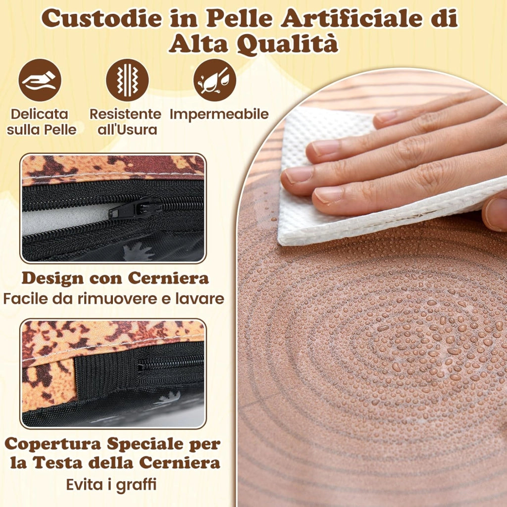 Set di 3 Sgabelli a Ceppo d'Albero, Cuscini da Pavimento per Bambini con Stampa Legno, Decorazione Naturale e Altezze Diverse, Sgabelli Rotondi per Aula, Casa e Asilo (Legno)