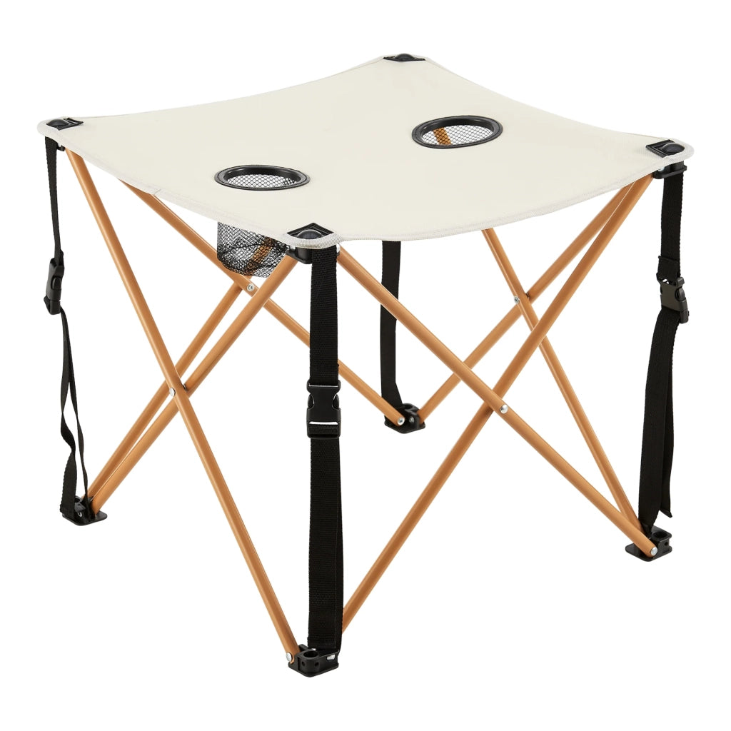 Tavolo da campeggio pieghevole beige e 2 sedie 03_0010689