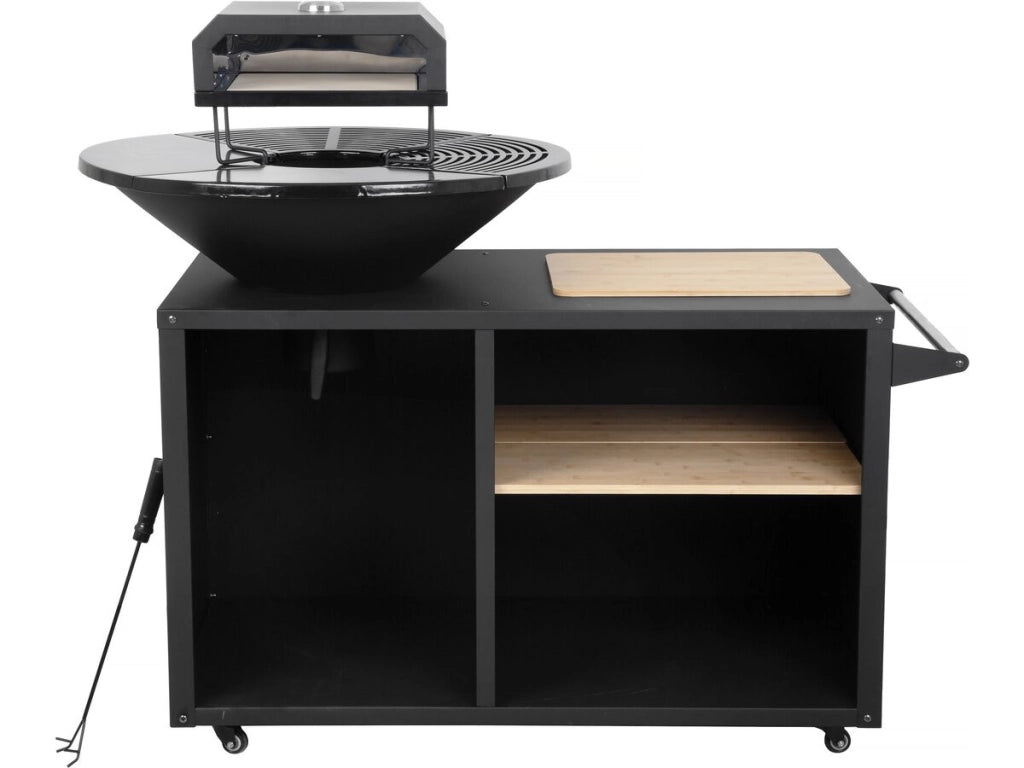 Braciere per barbecue plancha con forno per pizza "Maréchal" - Ø 81 cm - Nero