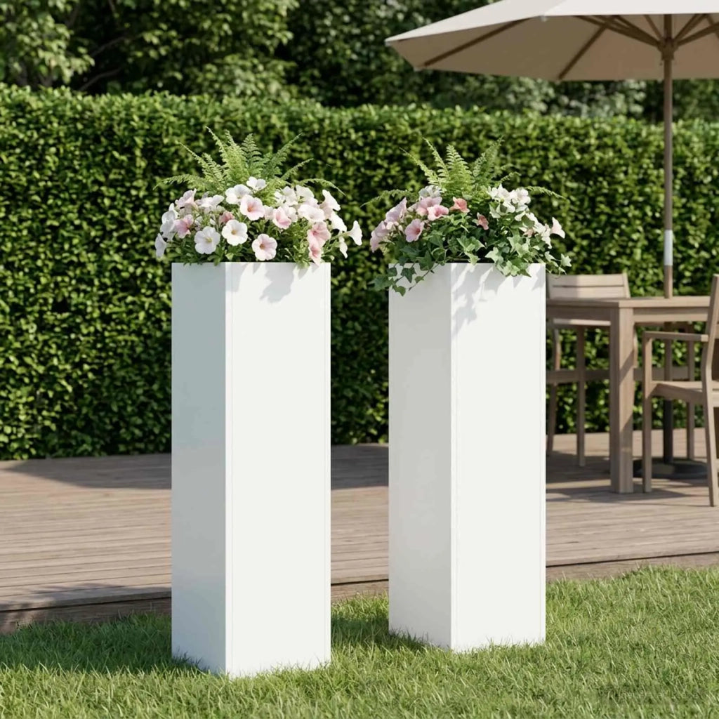 Vaso da giardino 2 pz Bianco 20 x 20 x 75 cm 8005319