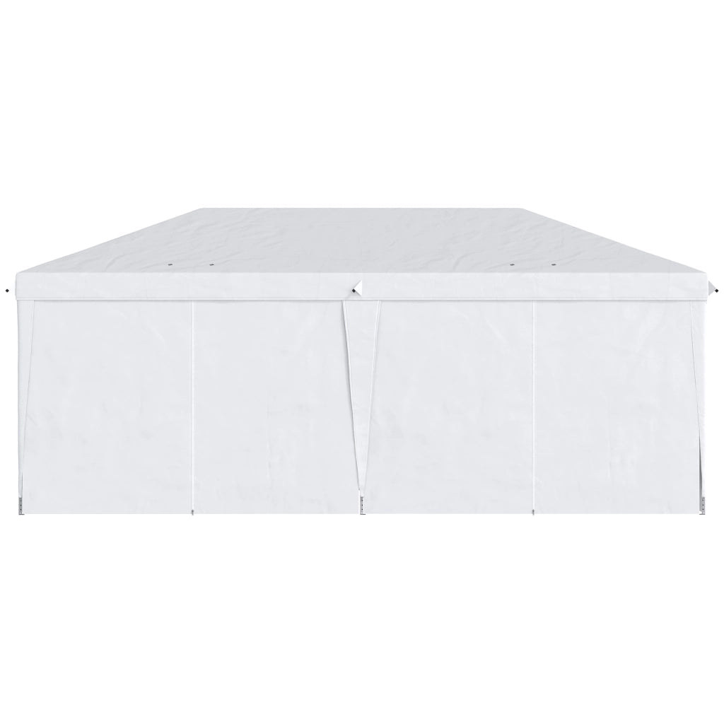 Gazebo da giardino pieghevole Padiglione 5.85 x 2.95 m con protezione UV tenda con pareti laterali e finestre porte con cerniera acciaio bianco