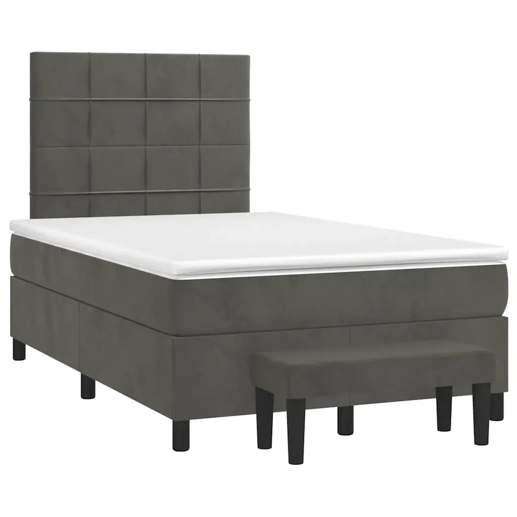 Giroletto a Molle con Materasso Grigio Scuro 120x190 cm Velluto 3270470