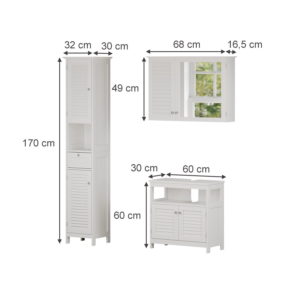 Vicco Set di mobili da bagno Bianco 3 pezzi, opzione 2