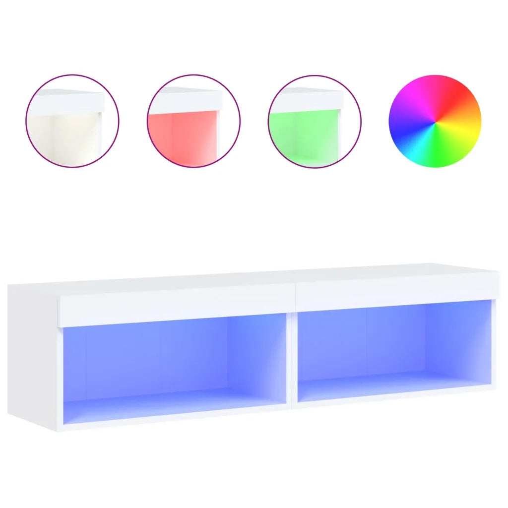 Mobili TV con Luci LED 2pz-Set di 2 Credenza per TV Bianchi 60x30x30 cm