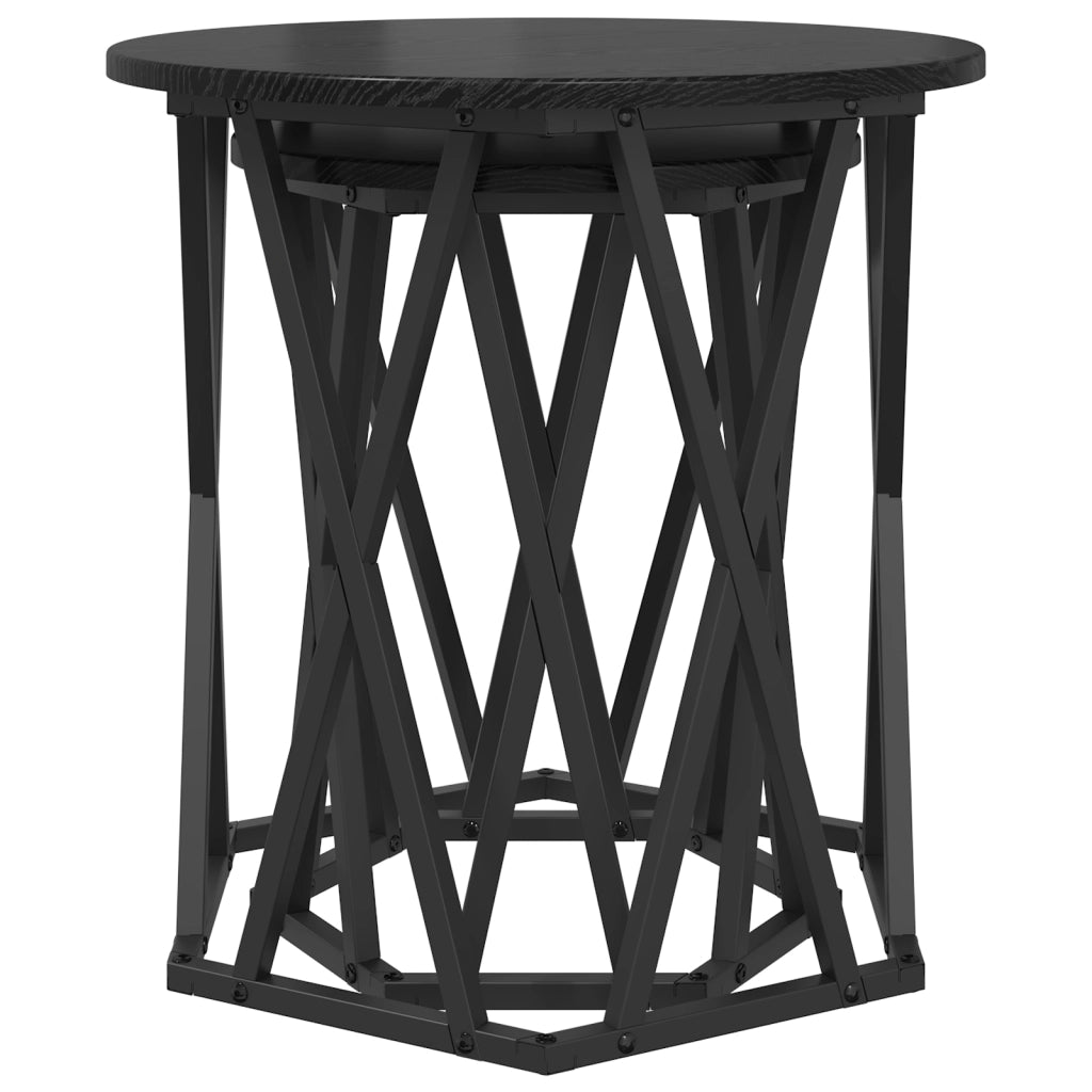 Tavolini 2 pz Nero Rovere Legno Ingegnerizzato