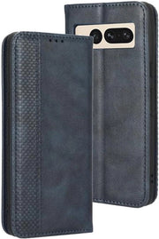 Portafoglio Retro Stile per Google Pixel 7 Pro - PU/TPU - Blu - Carte da Credito - Standard