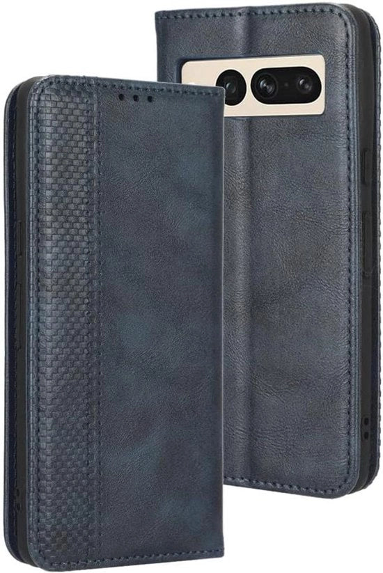 Portafoglio Retro Stile per Google Pixel 7 Pro - PU/TPU - Blu - Carte da Credito - Standard