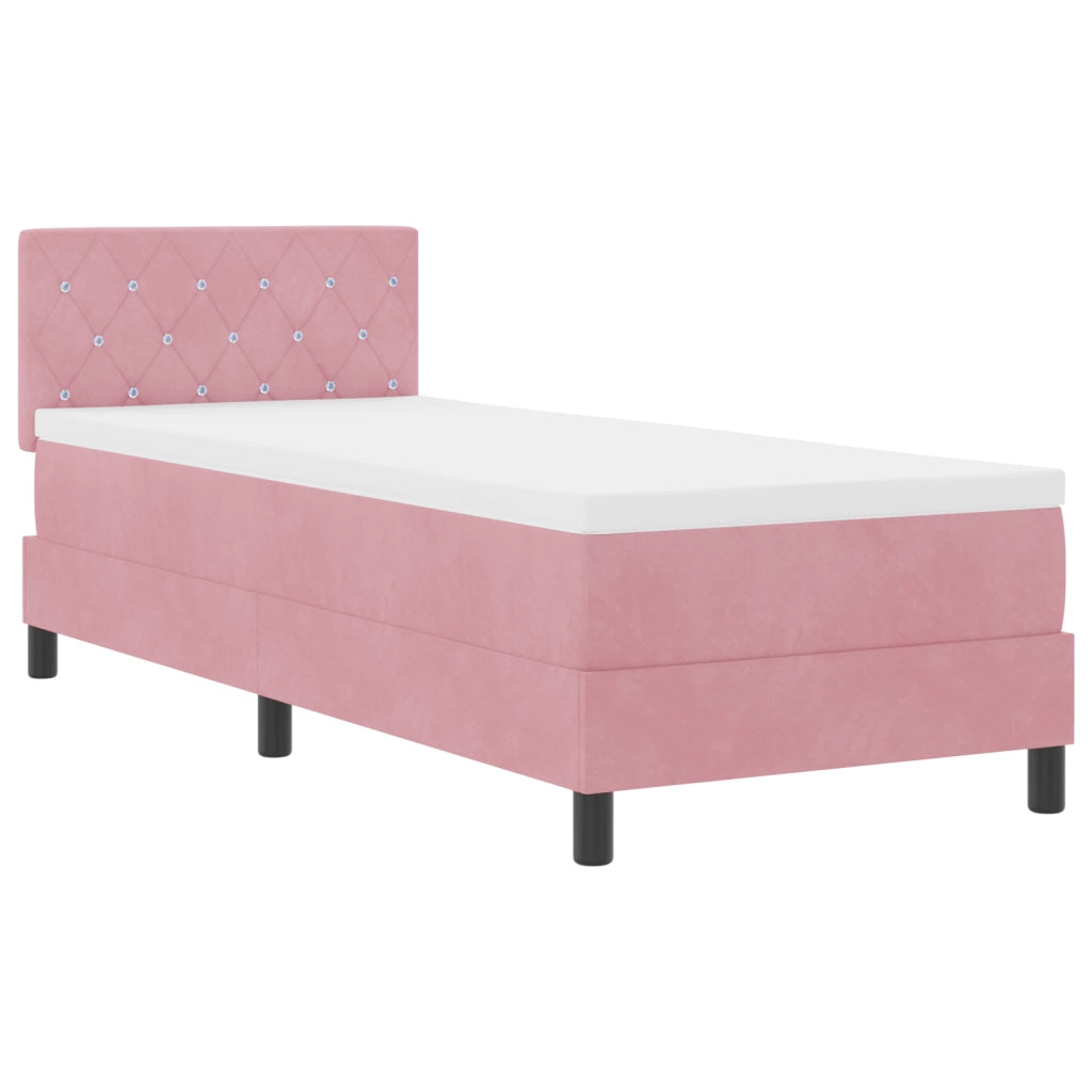 Letto Box Spring con Materasso e LED Rosa 80x200 cm Velluto