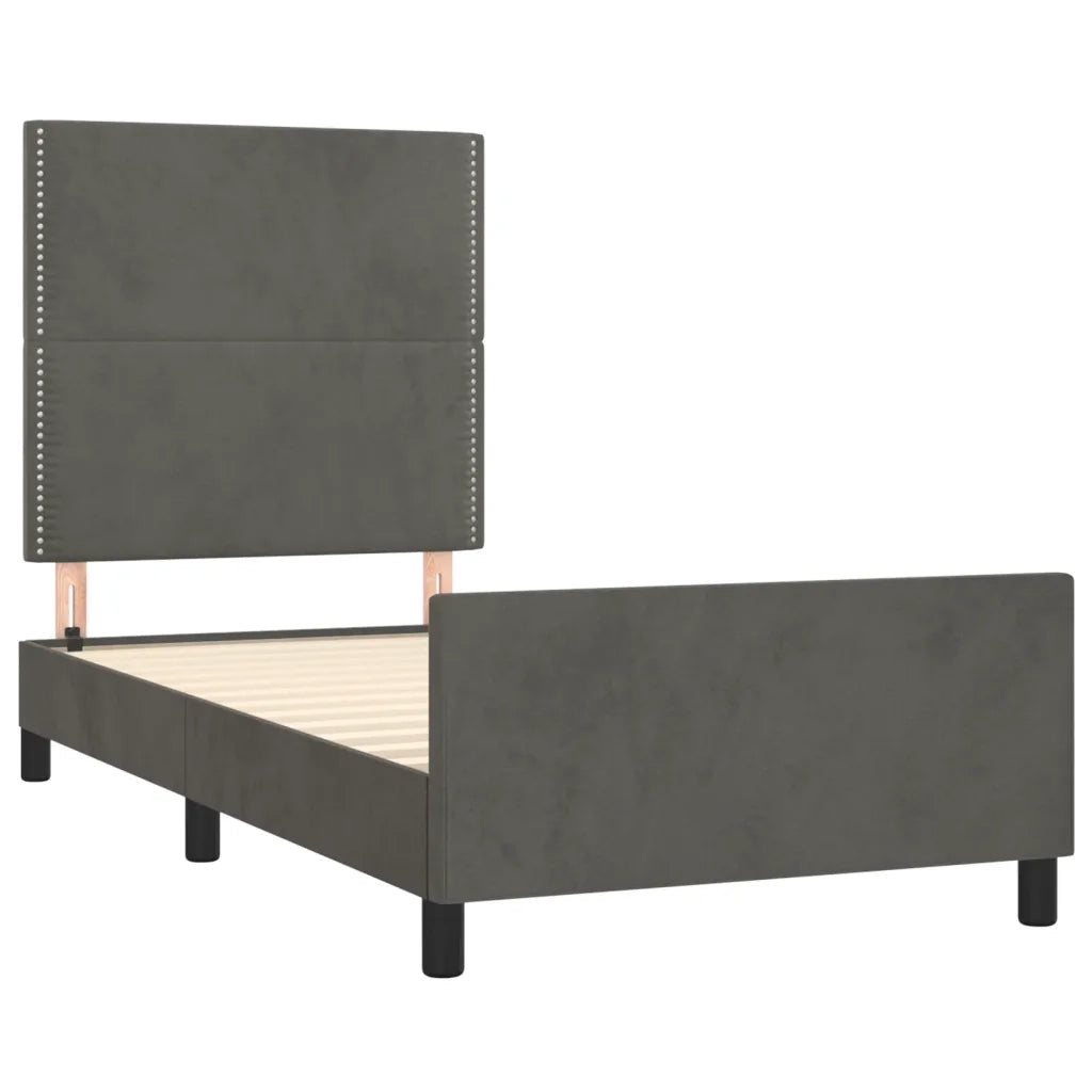 Giroletto con Testiera Grigio Scuro 90x190 cm in Velluto cod mxl 52690
