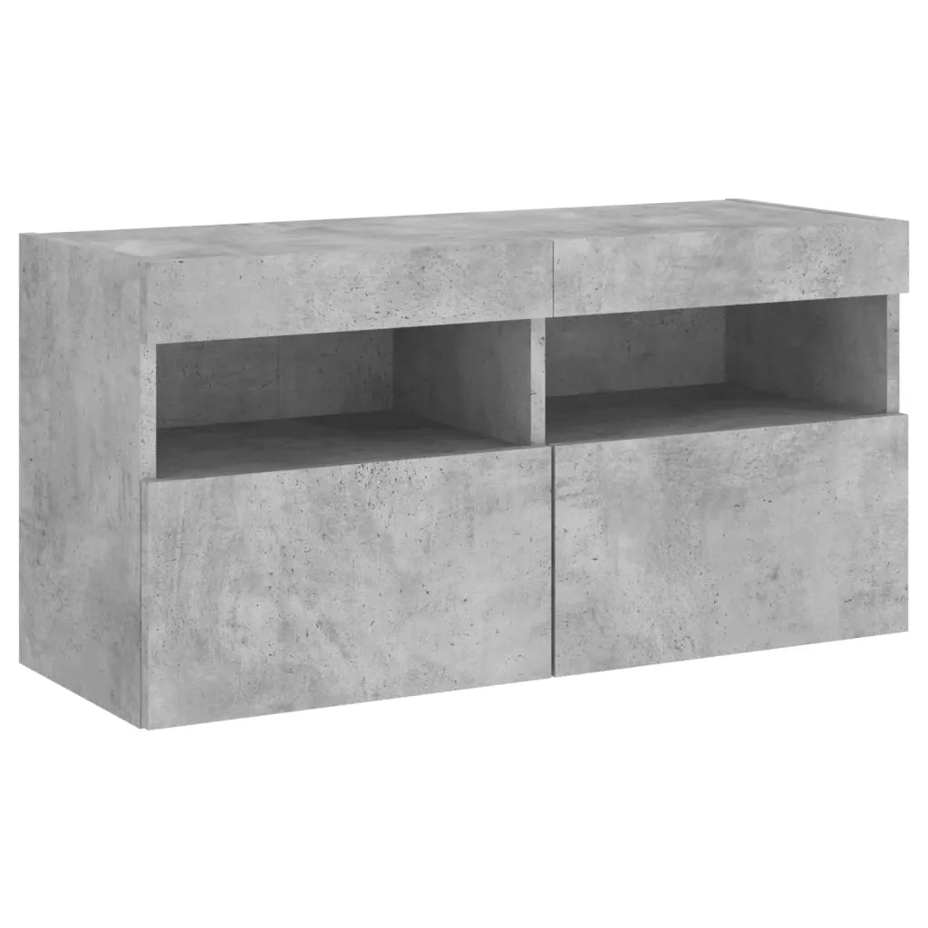 vidaXL Set Mobili TV a Muro 7 pz con Luci LED Grigio Cemento