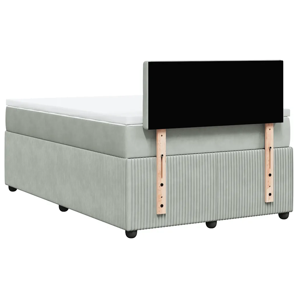 Giroletto a Molle con Materasso Grigio Chiaro 120x200cm Velluto