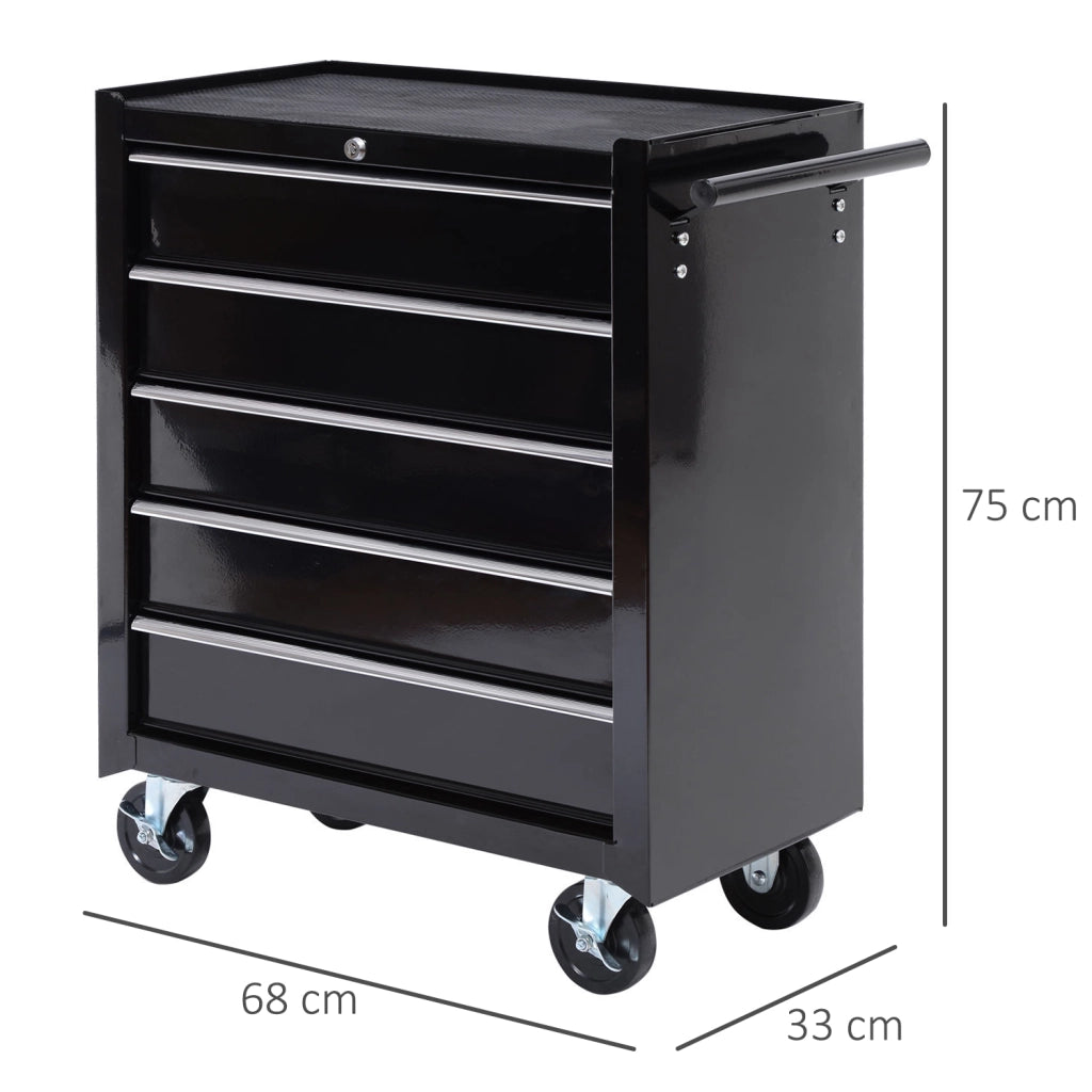 Cassettiera mobile con 5 cassetti ¨C zephmum ¨C nero, acciaio, 60x40x138