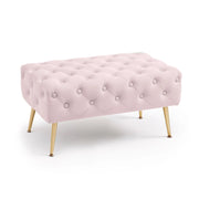 Panca imbottita in velluto trapuntato 80 cm MADRID Rosa Cipria