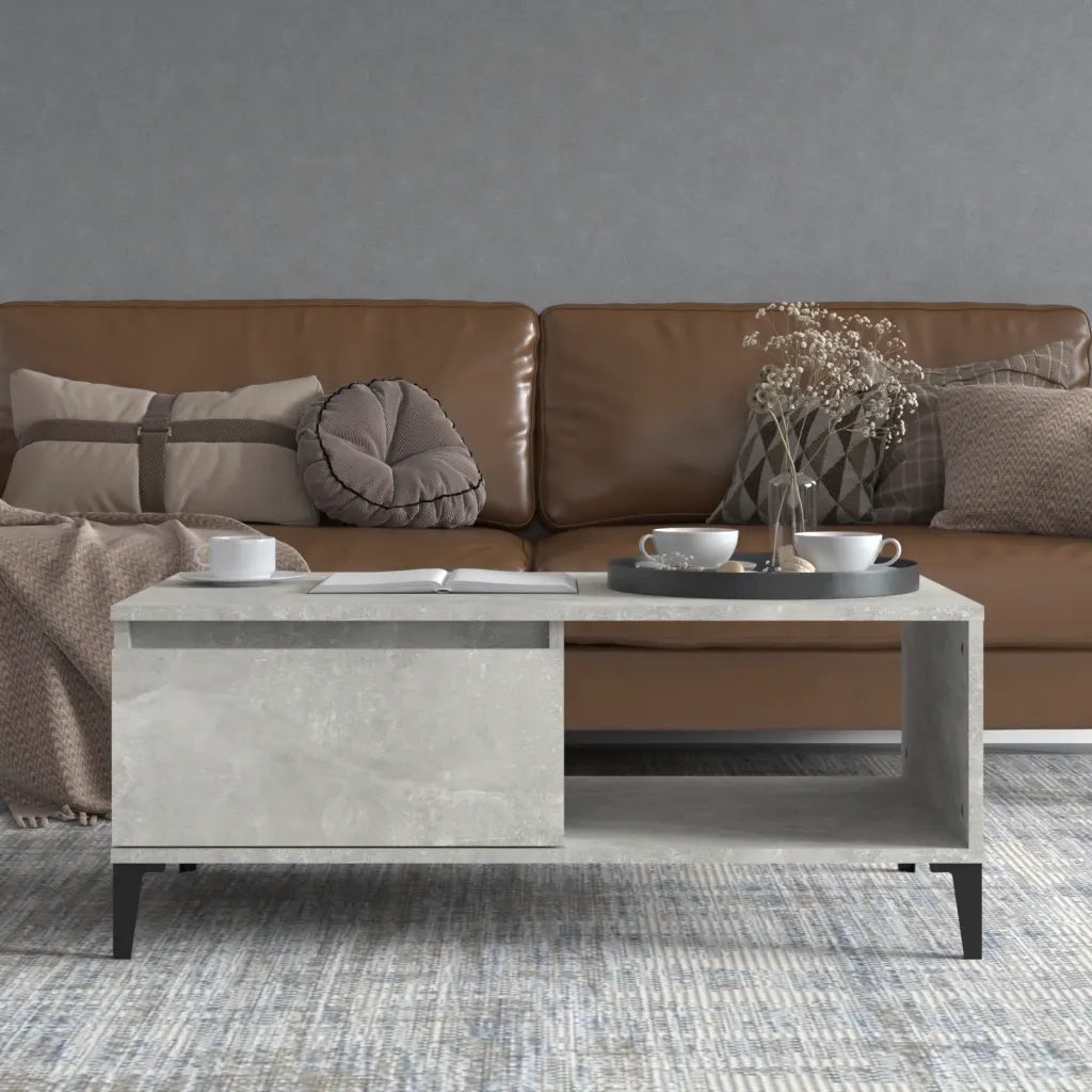 Tavolino salotto | Tavolino da caff¨¨ | Tavolino da Soggiorno Grigio Cemento 90x50x36,5 cm Legno Multistrato