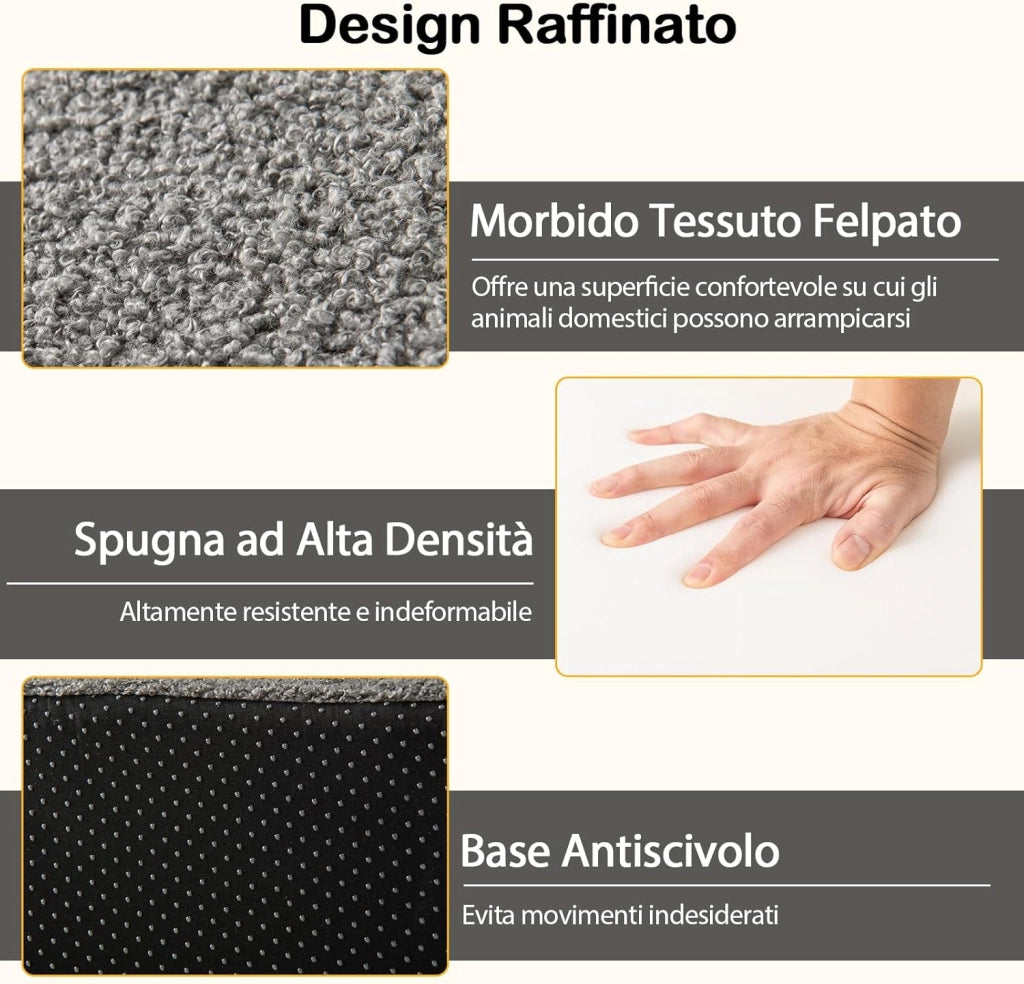 Scalette in Schiuma a 4 Gradini, Rampa per Cani Pieghevole con Fondo Antiscivolo e Copertura Rimovibile e Lavabile per Letto Alto Divano, Scala per Cani e Gatti, 60 x 40 x 40 cm