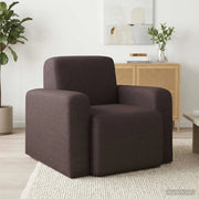 Poltrona-Divano Sedia-Poltroncina Marrone Scuro Tessuto 700369