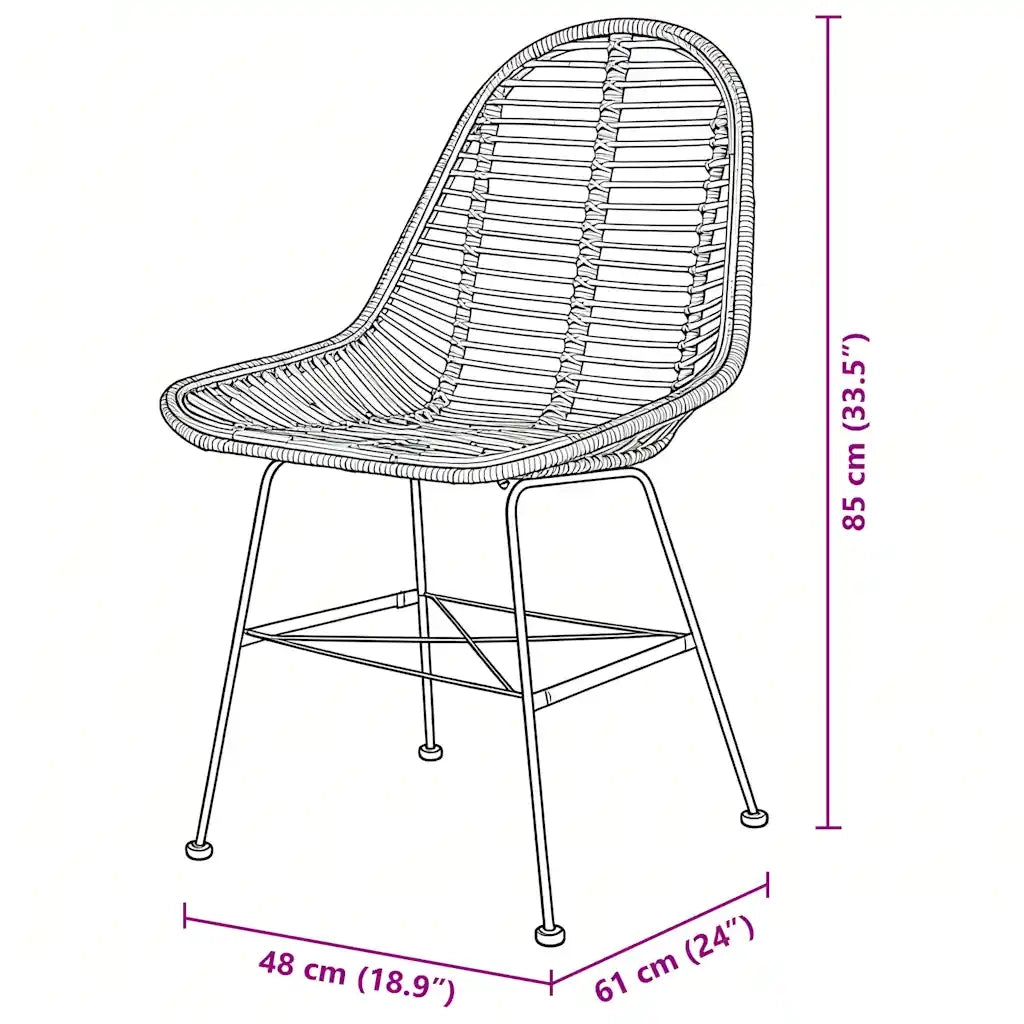 Sedie da Pranzo 2 pz in Rattan Naturale cod mxl 11916