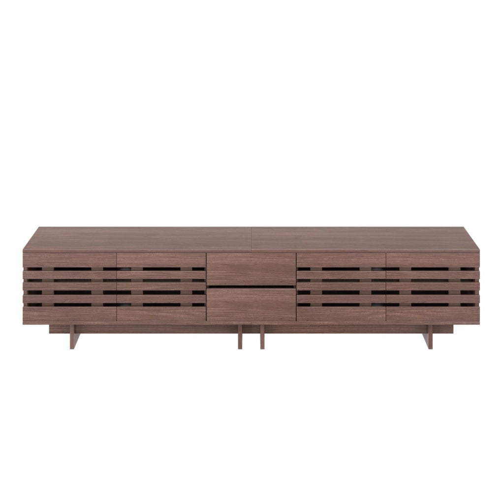 Mobile TV 200x39.5x55 cm per TV fino a 80 pollici con 2 cassetti; 4 ante; in MDF e truciolato naturale