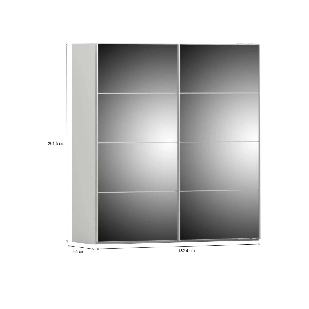 Guardaroba 2 ante Albi, Mobile camera da letto, Cabina armadio portabiti, Armadio appendiabiti, 182x64 h202 cm, Bianco