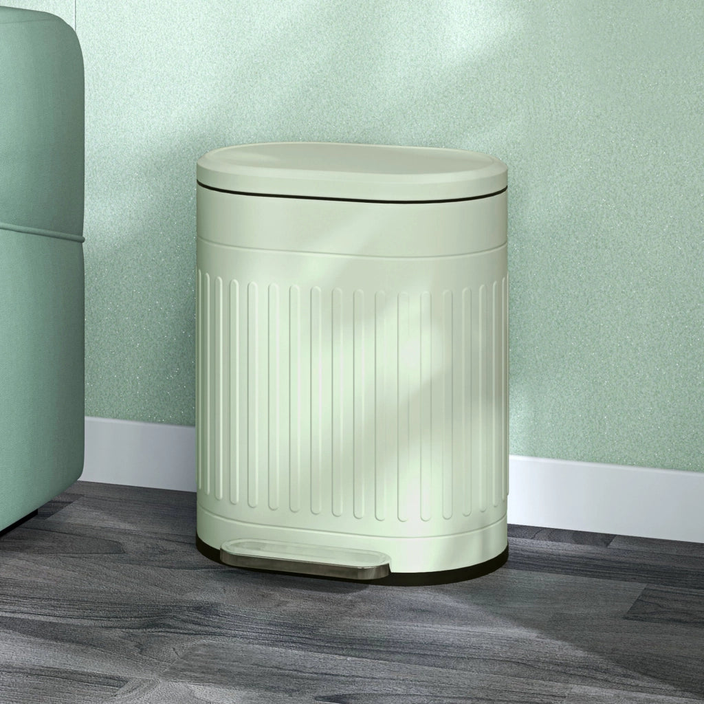 Secchio per rifiuti 20L con coperchio pedale e cestino interno estraibile ¨C zephmum ¨C Verde 36,5x31,2x45 cm
