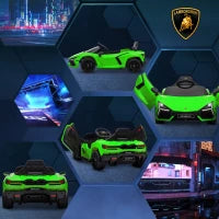 Macchina Elettrica per Bambini con Luci LED, Clacson e Telecomando, in Plastica e Acciaio, 105x60x40 cm, Verde