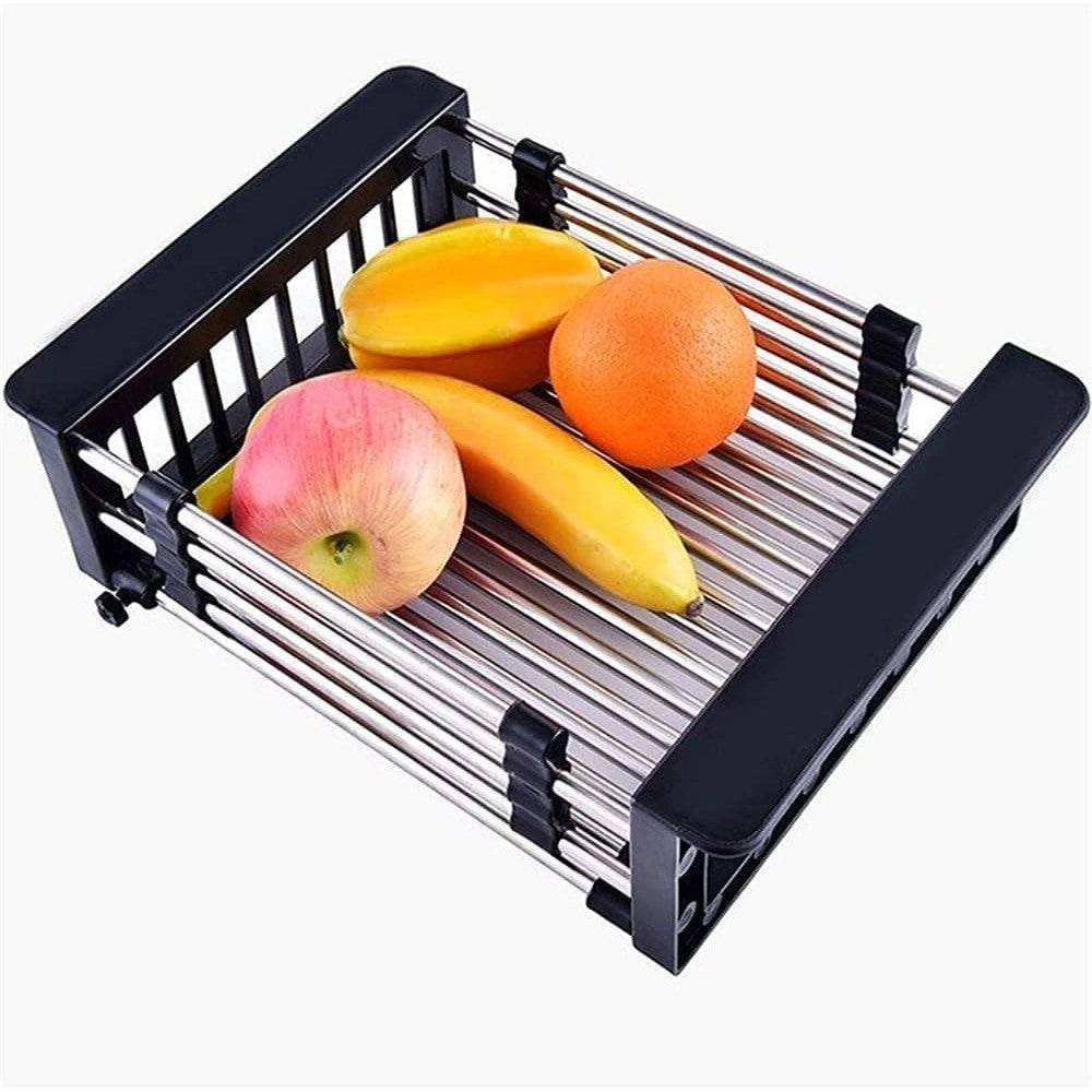 Trade Shop - Cestino Regolabile Per Lavello Scolapiatti Telescopico Cestello Stoviglie Cucina -
