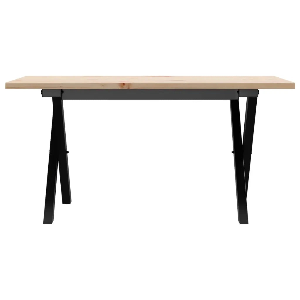 Tavolino da Salotto Telaio a X 80x50x40 cm Legno Pino e Acciaio