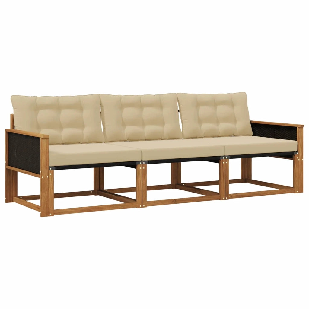 Set di divani da esterno 3 pz Naturale e Beige 3381209