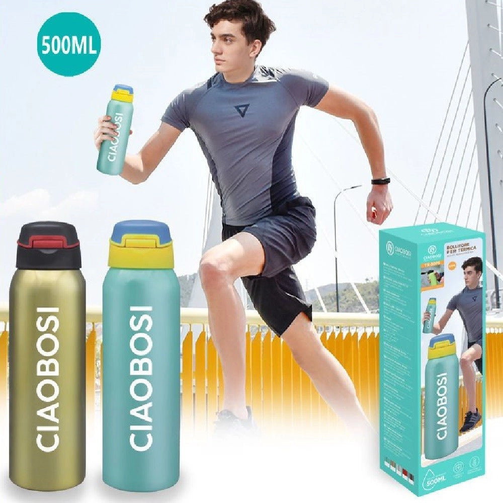 Trade Shop - Thermos Bottiglia Acciaio Termos 500ml Borraccia Termica Porta Vivande Tx-9075 -